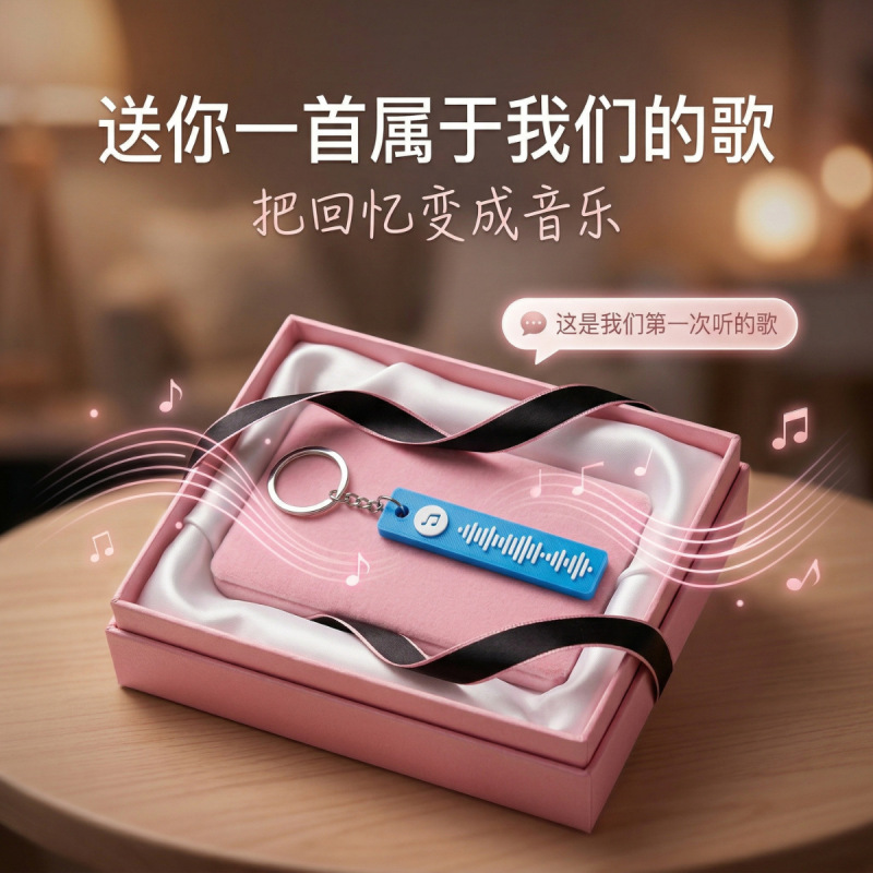 Cross-Border 3D Printed Personalized Spotify Music Code Keychain Backpack Pendant