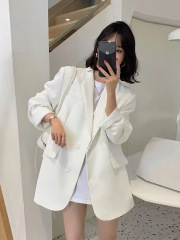 白色小西装外套女2025秋季新款休闲小众韩系西服小个子chic上衣