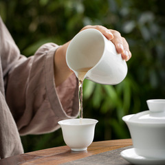 白瓷功夫茶具辦公室會客送禮陶瓷茶杯蓋碗泡茶整套禮盒套裝