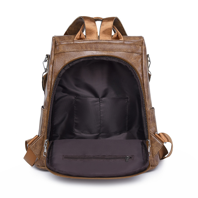 Especial transfronteriza 2024 Nueva Mochila de cuero suave de las mujeres del estilo coreano mochila de viaje antirrobo multifuncional retro de moda