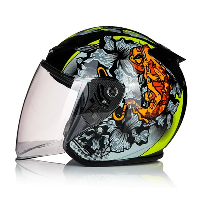Dot Helmet Motorcycle Taichi Half Helmet Sun Protection 3C Certified All-Season Safety Helmet Electric Vehicle Helmet (Motosiklet kaskı (dəbilqə)) - chameleon-with-clear-lenses-m