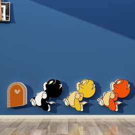 猫和老鼠卡通3d立体墙贴纸画儿童房间布置墙面装饰贴墙围遮丑墙贴