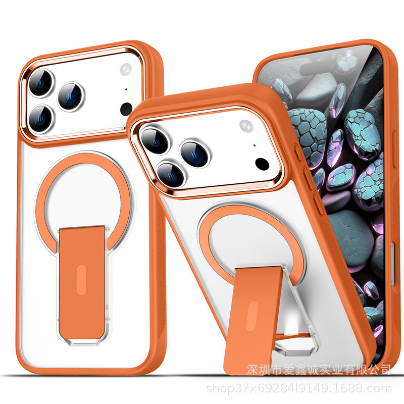 适用iPhone17PROMAX磁吸支架手机壳苹果16磨砂肤感金属镜头保护套|undefined