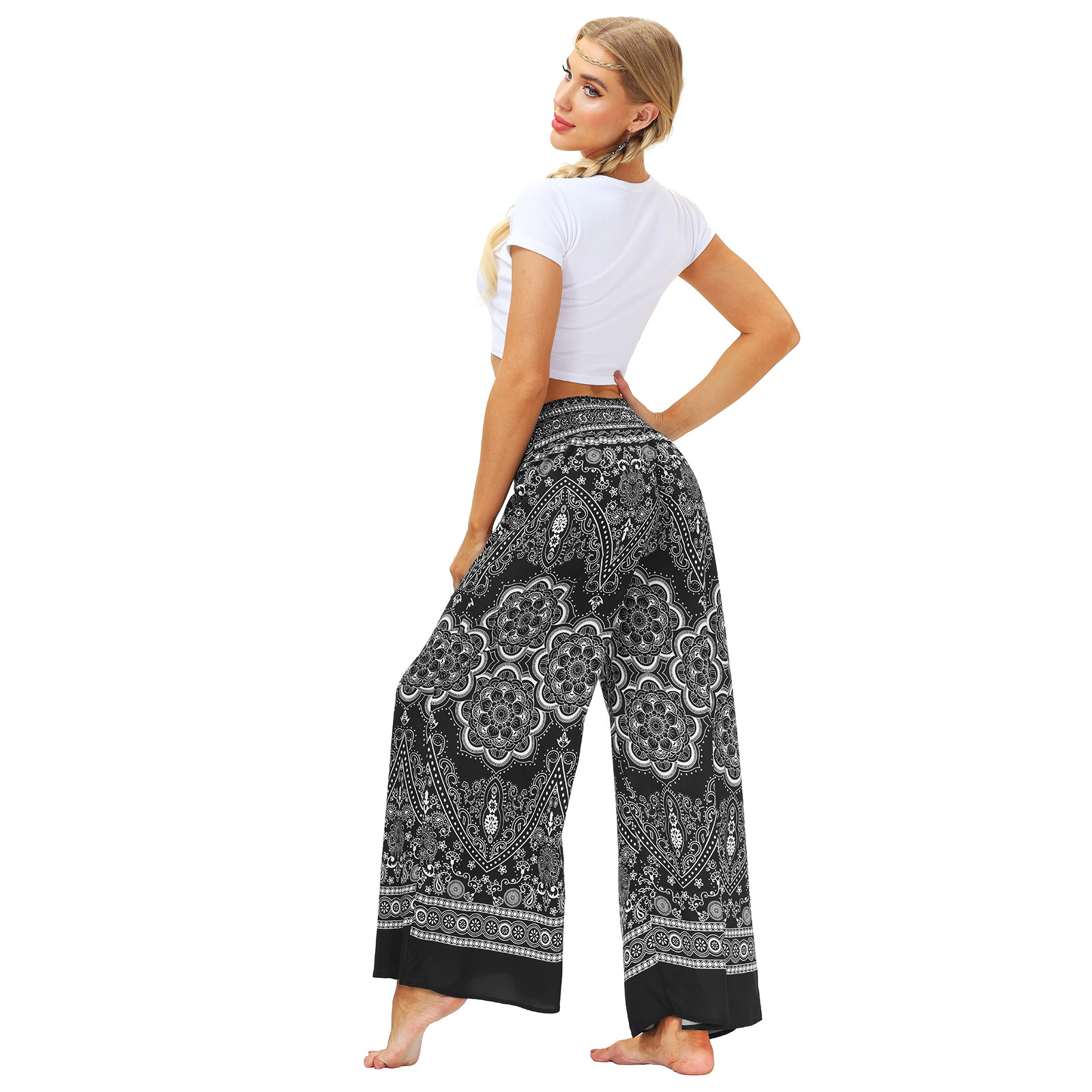 printing women s summer loose casual wide-leg pants Nihaostyle Clothing Wholesale NSMDF67670