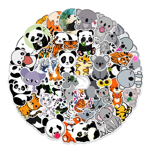 A variety of 50 non-infringing animal cartoon graffiti stickers for cars, mobile phones, tablets, water bottles, decorative waterproof stickers