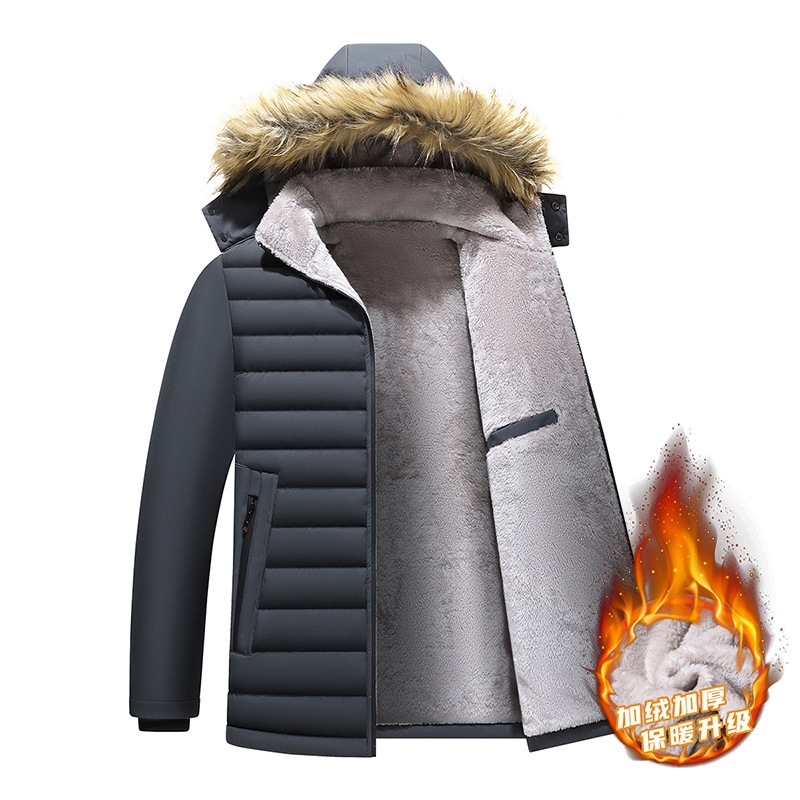 Dropshipping men's winter fleece-lined thick hooded cotton jacket 2026 new casual versatile workwear jacket wholesale