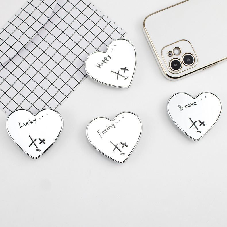 ins Lazy Desktop Love Electroplated Airbag Bracket Portable Folding Bracket Suitable for iPhone Men's and Women's Models