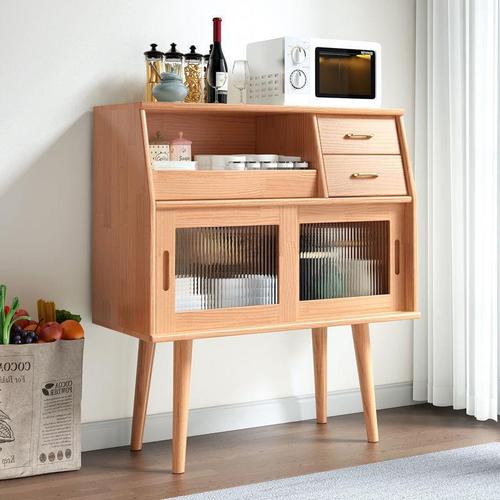 Solid wood sideboard multifunctional storage cabinet log Japanese wine cabinet integrated living room wall cupboard tea cabinet