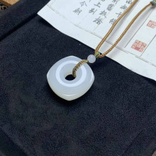 批发和田玉白玉羊脂玉方形平安扣吊坠挂件青海料玉琮羊脂玉玉坠子