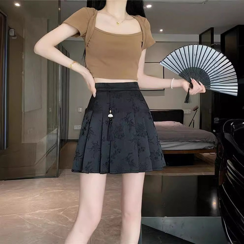 New Chinese style national style tassel jacquard skirt 2024 summer new style retro horse face skirt high waist design short skirt
