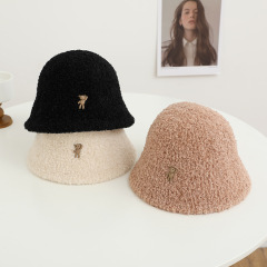 本惠  韓國博主款兒童帽子秋冬仿羊絨男女寶寶洋氣水桶帽盆帽潮范