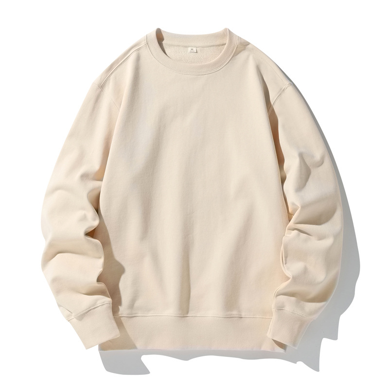 320g hombro Terry cuello redondo suéter de algodón puro clase uniforme ropa de trabajo tablero de la Luz color sólido impreso logotipo bordado patrón de pulverización directa