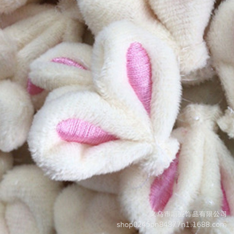 En stock pelo recto piel Orejas de conejo bordado accesorios calcetines muñeca accesorios para el cabello anillo de felpa accesorios lindos orejas