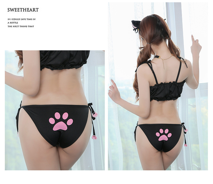 Cat Girl Role-Play Lingerie Set with Headpiece, Bell, Top and Panties — detail image 13
