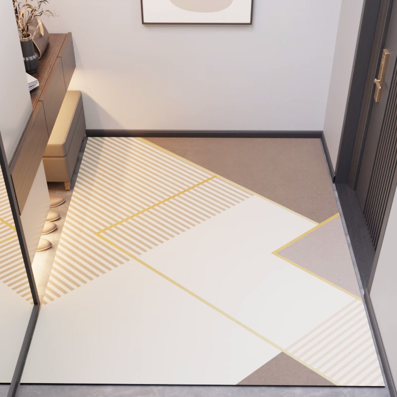 Simple Lines, Water-Absorbent Leather Floor Mats, Kitchen Floor Mats, Non-Slip, Stain-Resistant, Easy-Care, Wipeable, No-Wash Floor Mats