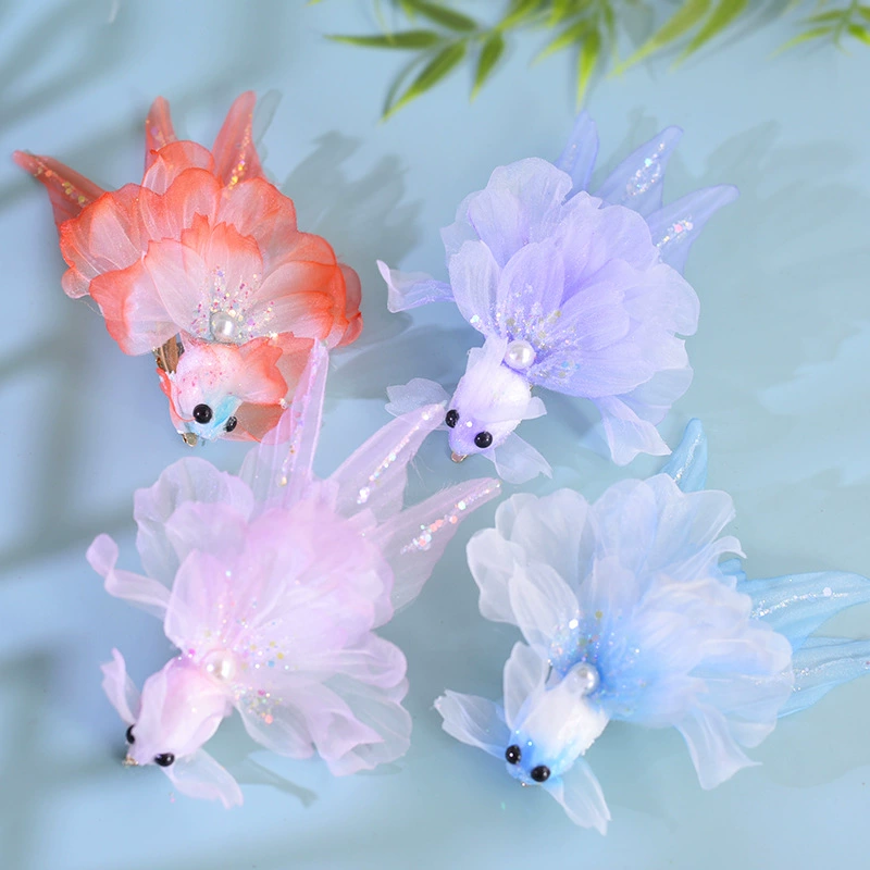 Оригинальный Tang Feng новый маленький кои ручной работы с тиснением маленькой золотой рыбкой Hanfu головной убор дикая сказочная юбка темперамент супер фея