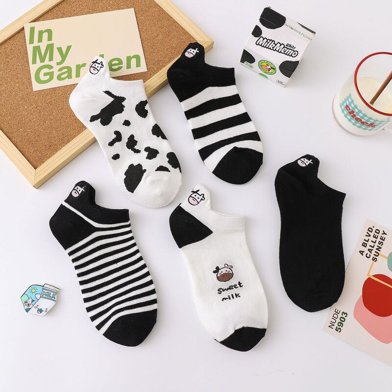Socks Women's Summer Boat Socks Milk Show Embroidered Cotton Short Socks Japanese Style All-match Cartoon Pattern Shallow Mouth Low-top Invisible Socks