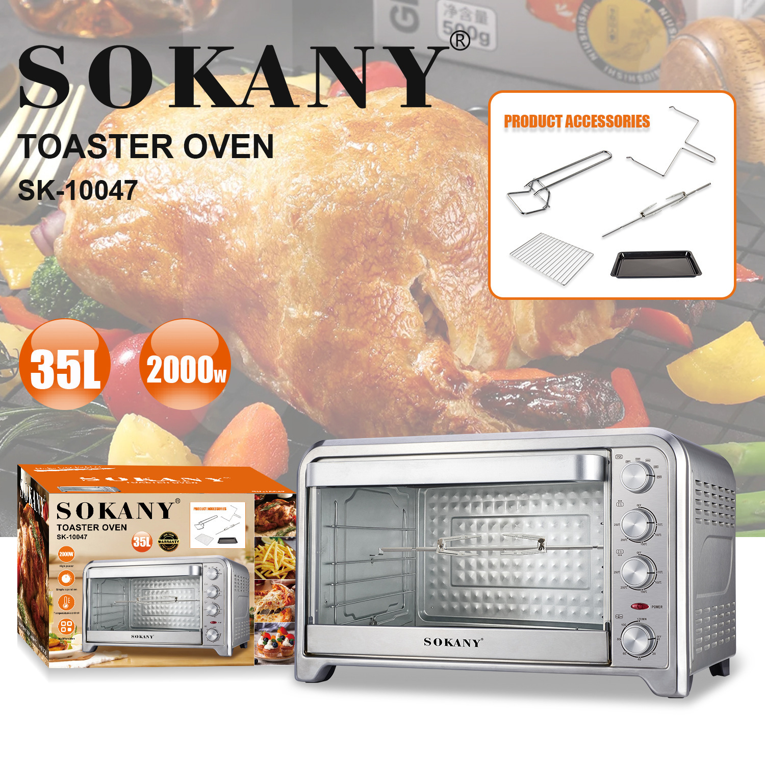 Electric oven baking oven 35L large capacity multi-layer oven Toaster oven