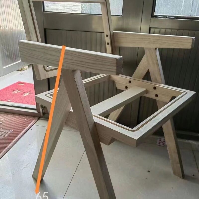昌迪加尔椅北欧实木餐椅侘寂风餐椅白蜡木中古扶手靠背书桌实木椅|undefined