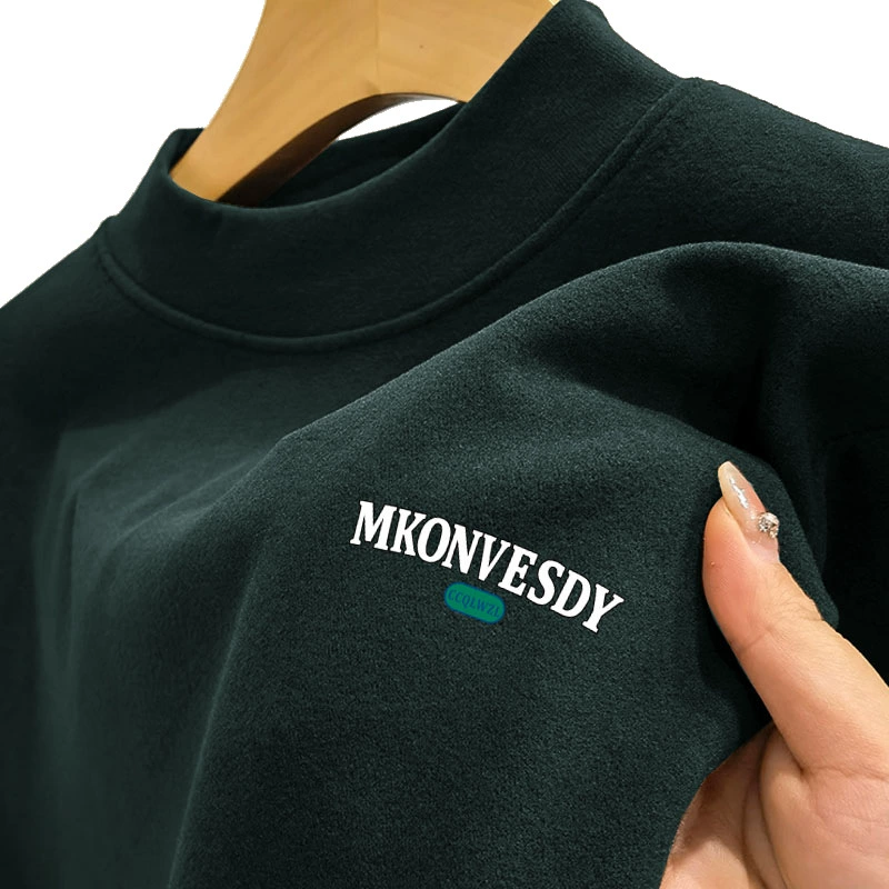 Модная брендовая ФЛИСОВАЯ ФУТБОЛКА С полувысоким воротником и длинными рукавами, устойчивая к холоду, Мужская Базовая рубашка, флисовый флис, двусторонняя флисовая внутренняя теплая одежда на осень