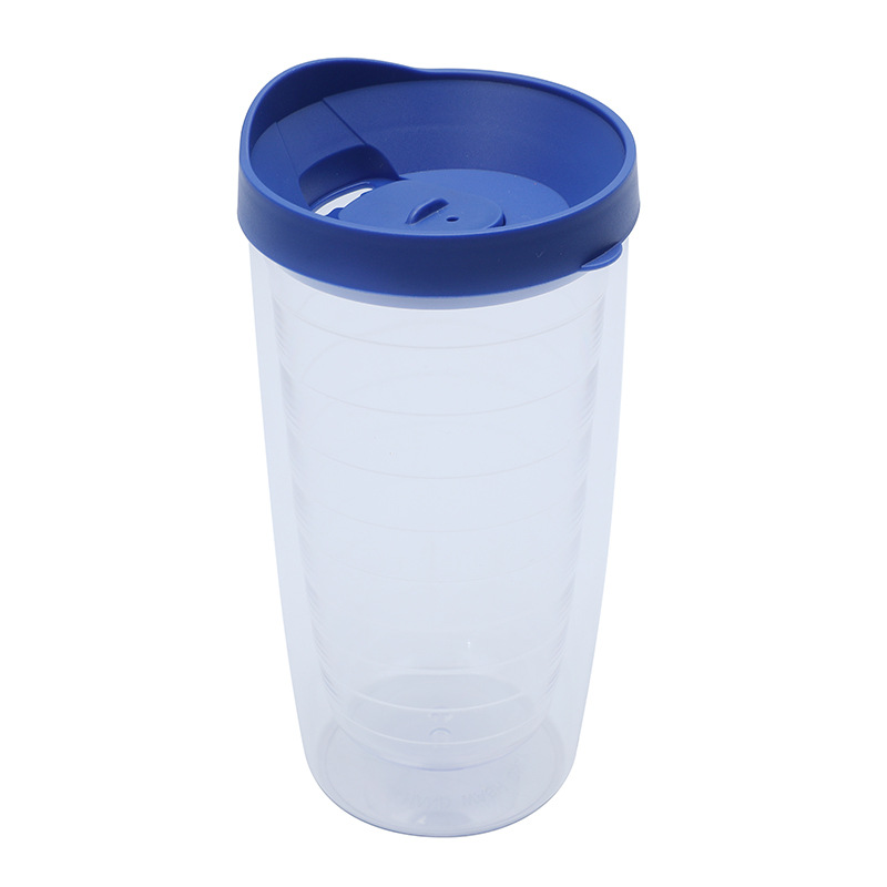 Nuevo moderno vaso de agua de plástico para beber directo 24oz vaso de rosca de doble capa de plástico grueso multicolor para bebidas frías