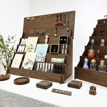 木质首饰置物架化妆品阶梯收纳架实木项链饰品展示架一件代发