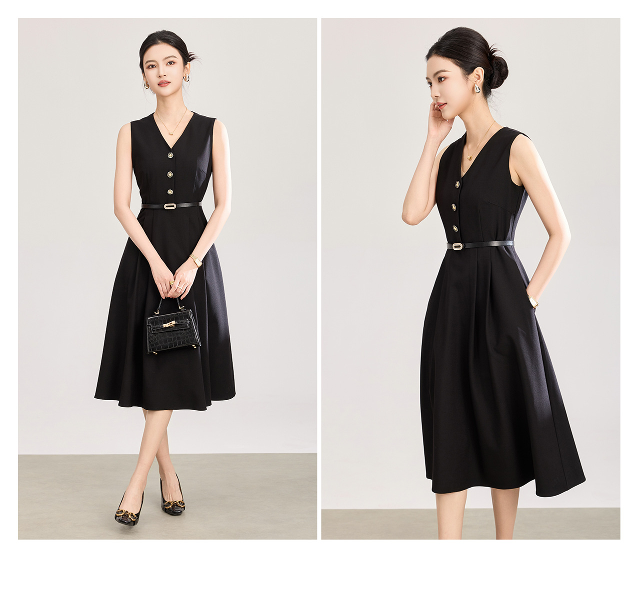 Đầm vest liền ôm body nữ công sở tay ngắn — màu be chi tiết 22