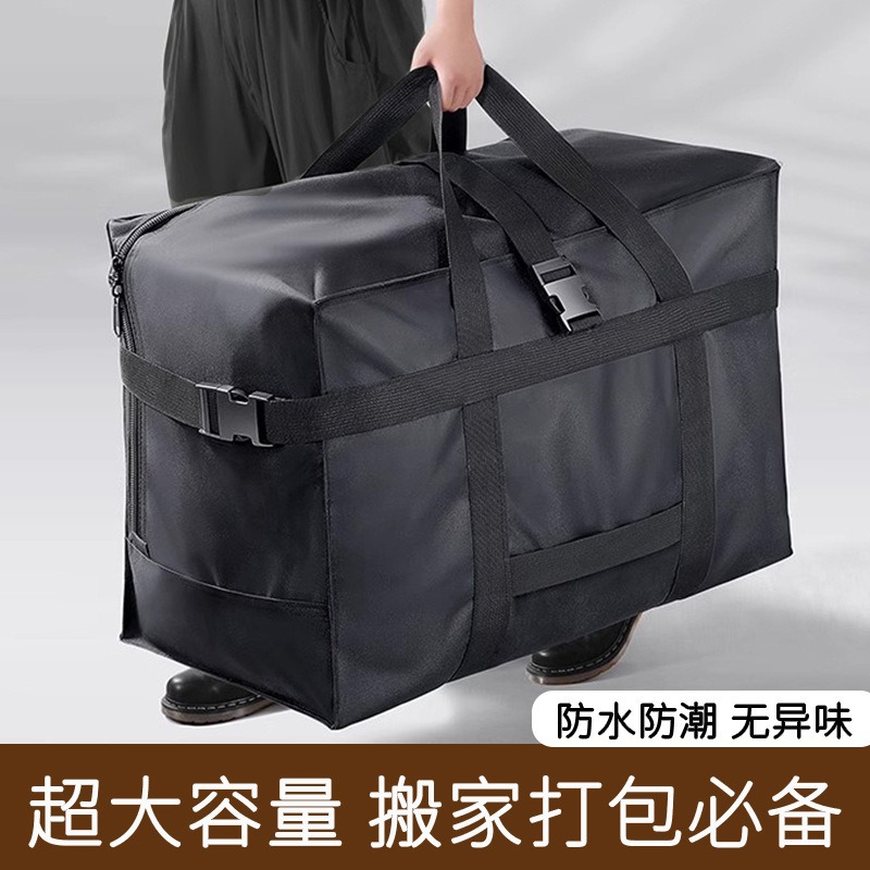 Bolsa de transporte de tecido Oxford de alta qualidade, com grande capacidade para armazenamento de edredons e organização de bagagem, bolsa de viagem xadrez reforçada.