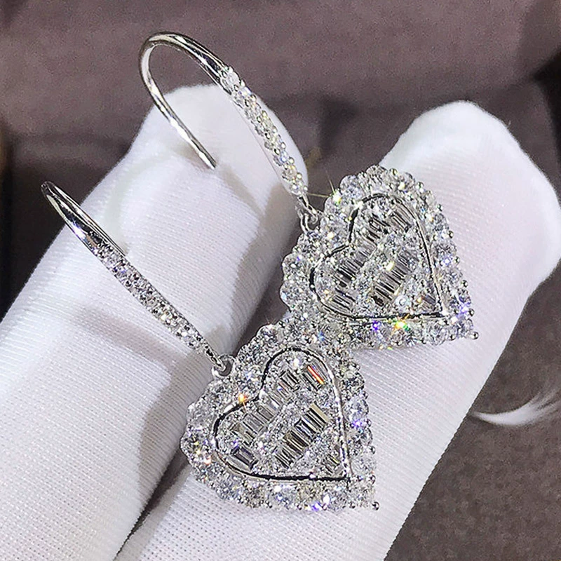 Серьги в виде сердца, цирконий, желание, интернет-знаменитость