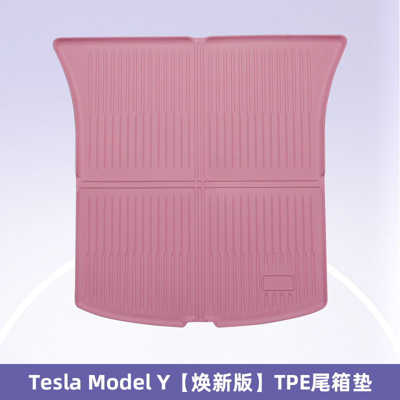 Para Tesla 2025 Modelo Y / 3 Nuevo 3D todo el tiempo TPE rosa almohadilla de pie cojín trasero