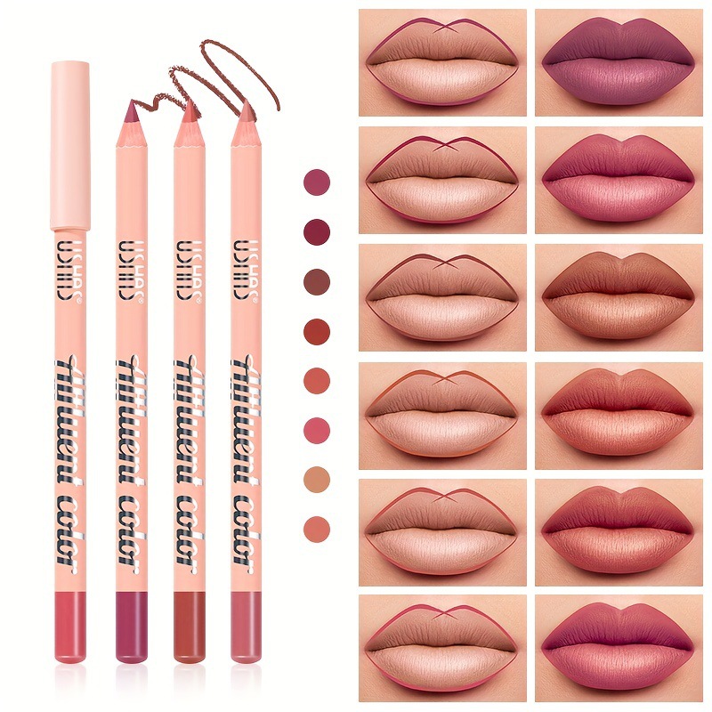 USHAS maquillaje transfronterizo impermeable y duradero color nude lápiz labial delineador de labios 2 colores color mezclado comercio exterior europeo y americano P1028B