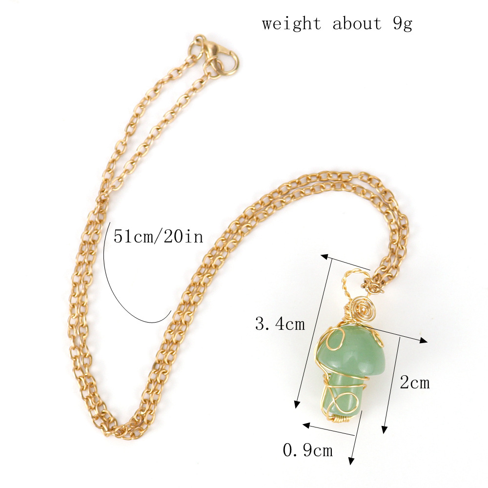 12g Weight Pendant Necklace Classification Simple Style Mushroom Natural Stone Handmade Pendant Necklace 1 Piece
