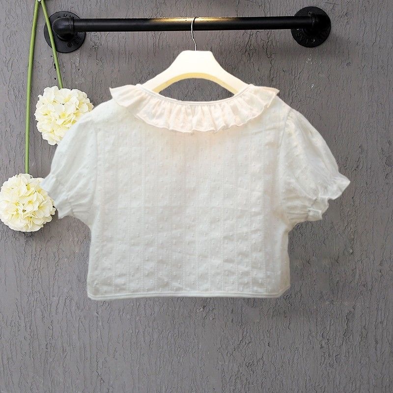 New summer style short-sleeved shawl for girls, sun protection jacket, white dress for baby girls, outer cape