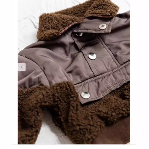 Children's Winter Cotton Padded Coat for Girls, Loose Plaid Lamb Wool Fleece Sweatshirt, Neutral Thick Warm Outerwear