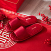 Red summer slippers for beloved indoor, mute non-slip deodorized cloth, footwear