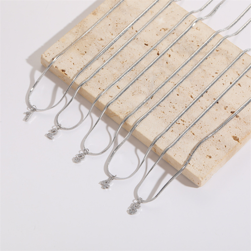 Simple Style Number Copper Inlay Zircon Pendant Necklace 1 Piece