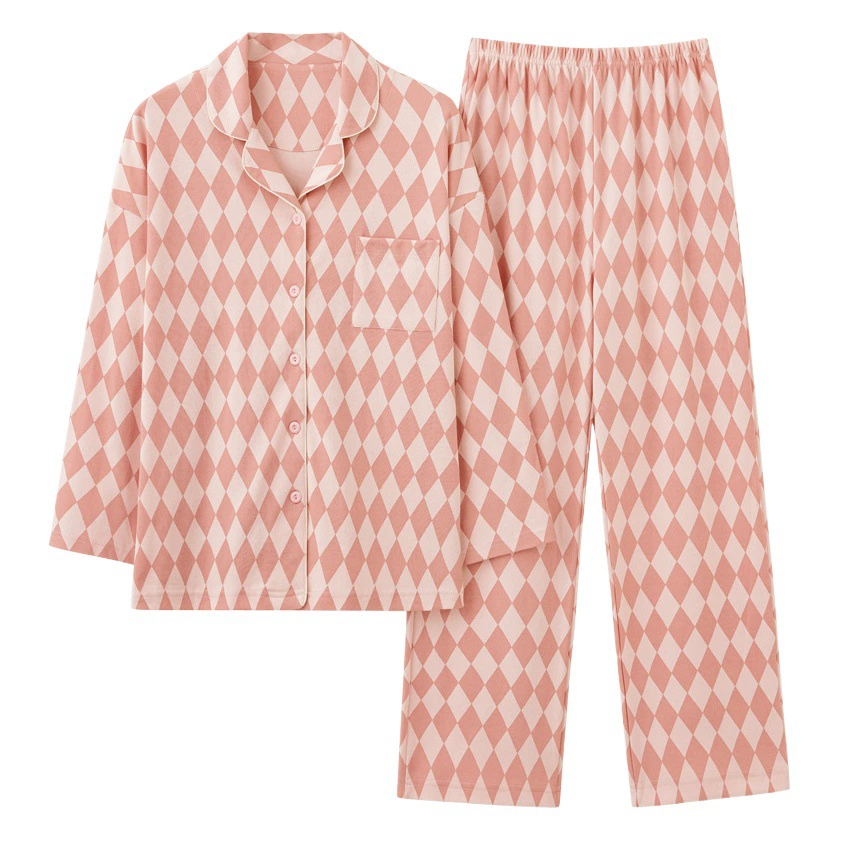 [Broken Code Welfare] Весенне-осенняя тонкая кружевная Хлопковая пижама для пар, Женская Мужская домашняя одежда с длинным рукавом, мужской костюм