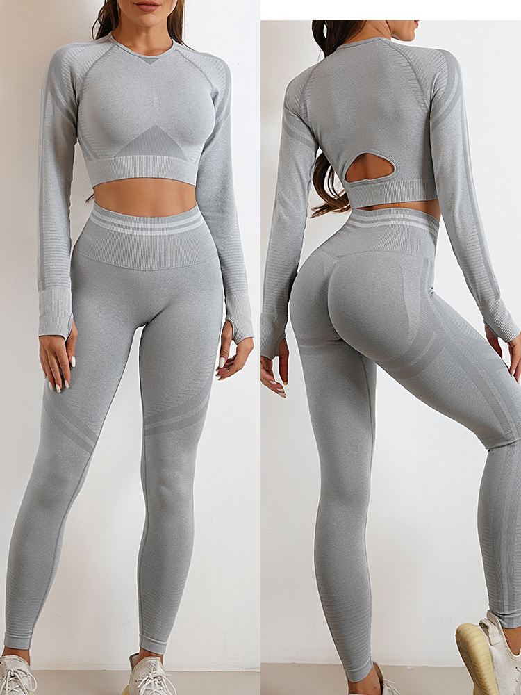 Sports Solid Color Nylon Round Neck Tracksuit Leggings display picture 3
