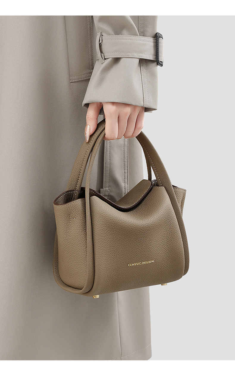 2024 Nouveau sac à bandoulière en cuir véritable pour femme, panier à légumes, seau à eau, sac léger de luxe, petit sac à main_voghion.com