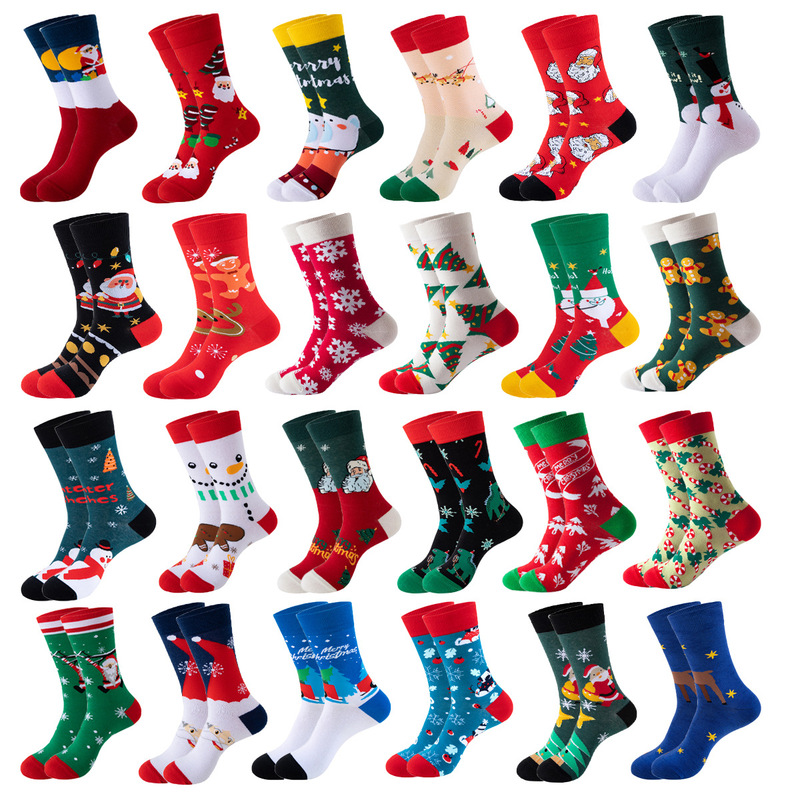 Cross-border Hot Christmas Socks Autumn and Winter Santa Claus Mid-tube Socks Elk Christmas Gifts Amazon Tide Socks