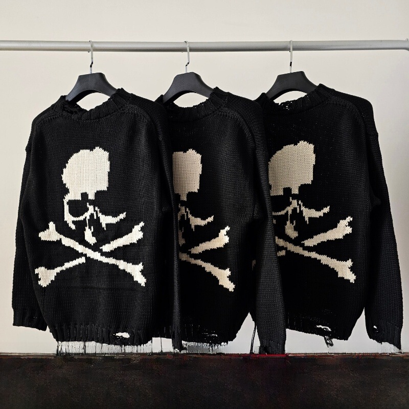 In-Stock Mmj Style Skull Thick Sweater High Street Loose Dark Knit Pullover for Men and Women Couple Trendy Autumn Winter In-Stock Mmj Style Skull Thick Sweater High Street Loose Dark Knit Pullover for Men and Women Couple Trendy Autumn Winter