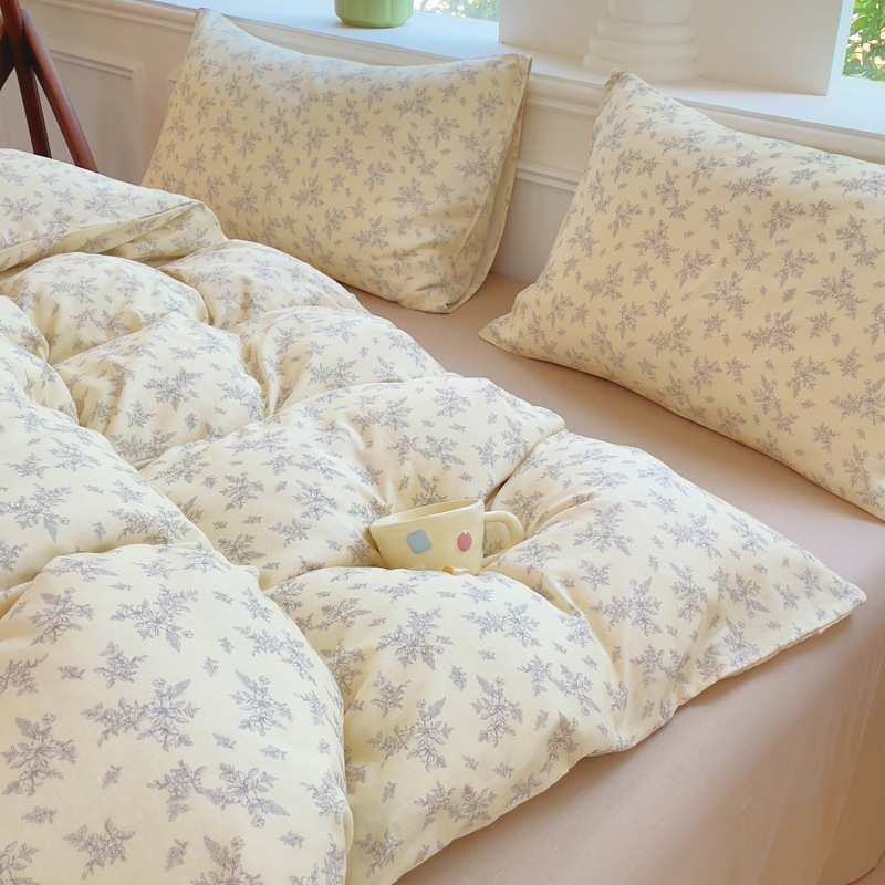 クラスA母子グレード100純綿二重糸ベッド4点セットフレンチレトロコットンキルトカバー寮3点セットシングル|undefined