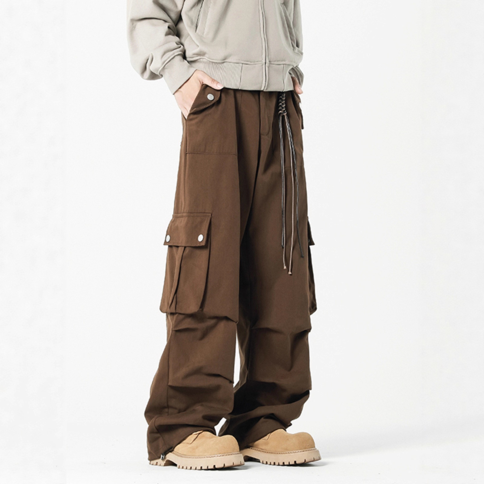American Retro Melard Cargo Pants for Men 2025 Spring and Autumn New Multi-Pocket Loose Paratrooper Casual Long Pants