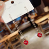 Red fashionable earrings, cat's eye, internet celebrity, bright catchy style