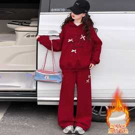 女童套装冬季加绒儿童2026新款新年红色衣服中大童秋冬本命年12岁