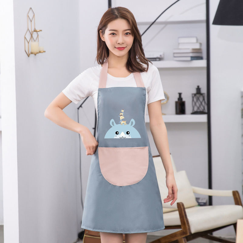 围裙家用厨房防水秋冬女防油薄款工作服卡通可爱做饭围腰加长系带|undefined