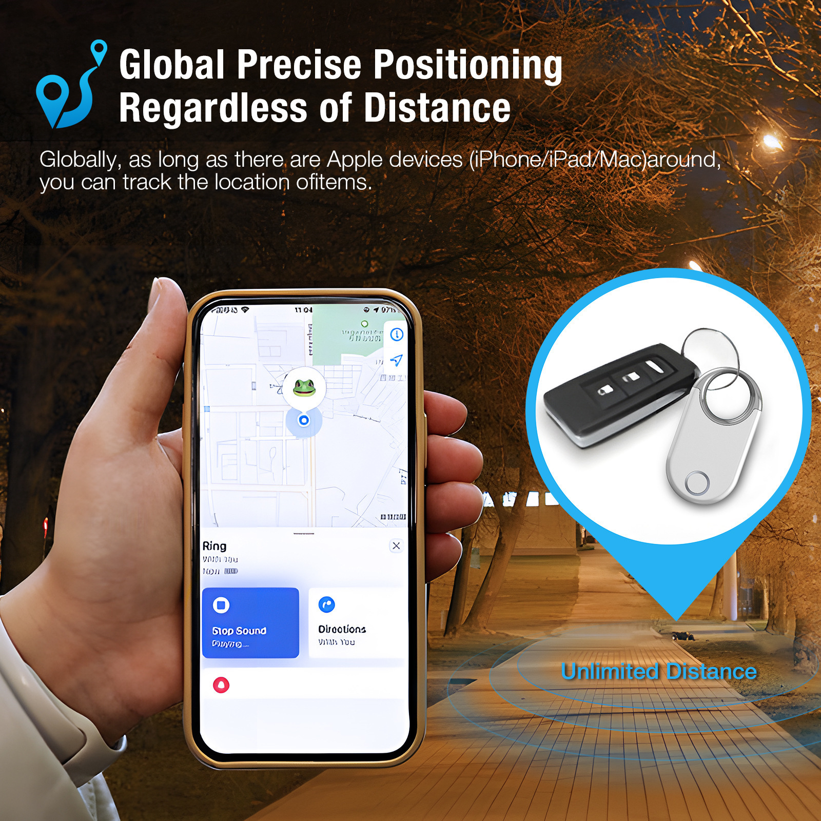Cross-border MFI anti-loss device keychain FindMy item tracker luggage locator global positioning