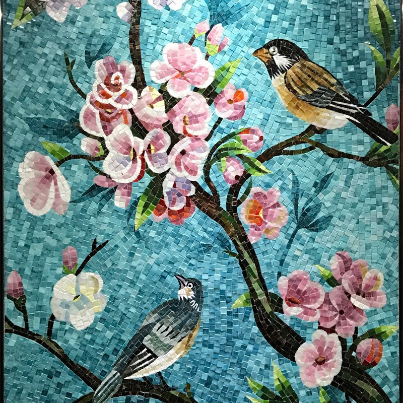 孔雀马赛克拼图壁画瓷砖拼花过道玄关酒店背景墙剪画墙砖