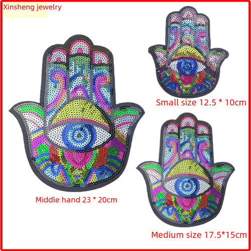 Cross-border fashion accessories bead embroidery decorative items palm glitter embroidery denim fabric patch clothing direct supplier
