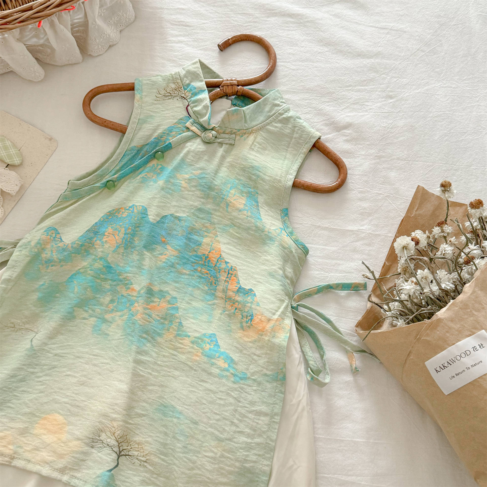 Vestido de verano de siete niñas con limón salado, nuevo vestido de princesa con botones sin mangas de dos piezas falso para niños, estilo occidental, estilo antiguo, Hanfu